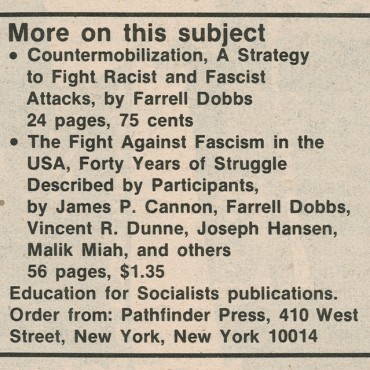 'Militant' Calls for Confronting Nazis, 1977 (2 of 2)