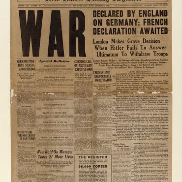 News Coverage of UK’s Declaration of War on Germany, Sept. 3, 1939