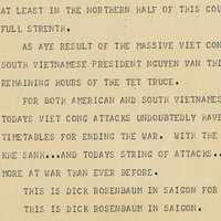 Early Teletype Report on Tet Offensive, 1968