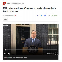 David Cameron Sets Date for EU Referendum, 2016