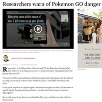 Article Warns of Dangers of Pokémon Go, 2016 Teaser