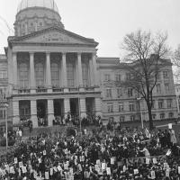 Supporters of Julian Bond at the Georgia State Capitol in 1966