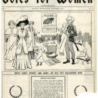 Political Cartoon on Women’s Suffrage Victory in Washington State, 1910