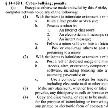N.C. Statute Bans Cyberbullying, 2009 teaser