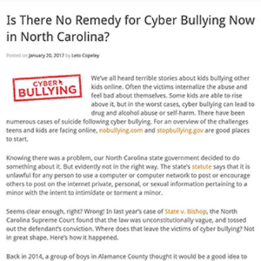 Attorney Blogs About Cyberbullying Laws, 2017 teaser