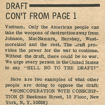 Anti-War Paper Offers Ways to Resist Draft, 1967 teaser