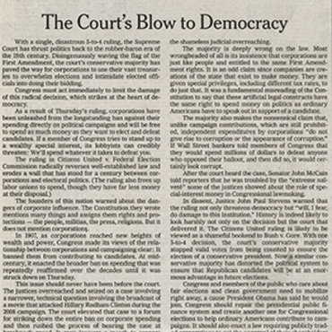 N.Y. 'Times' Covers Citizens United Ruling (3 of 3) teaser