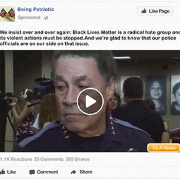 Being Patriotic — later shown to be a fake Russian-linked group on Facebook — published this video to cast Black Lives Matter as a radical hate movement.