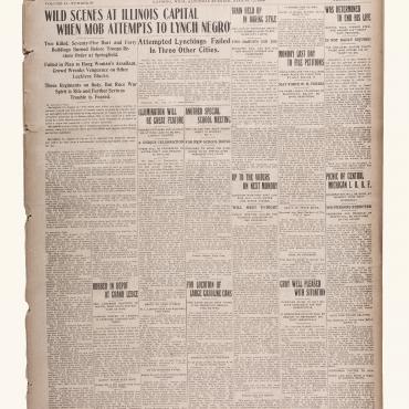 Michigan Newspaper Covers Springfield Riots, 1908
