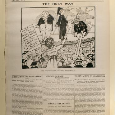Political Cartoon of 1912 Election and Suffrage, Aug. 10, 1912