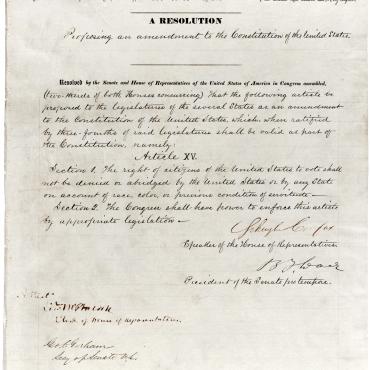 Joint Resolution Proposing the 15th Amendment, 1868