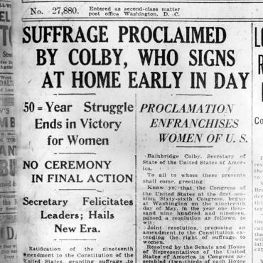 Newspaper Coverage of the Adoption of the 19th Amendment, 1920