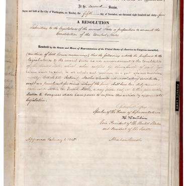 House Joint Resolution Proposing the 13th Amendment
