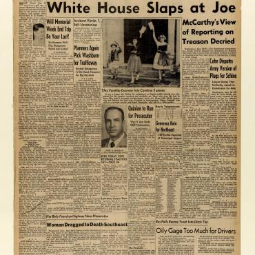 'White House Slaps at Joe [McCarthy]'