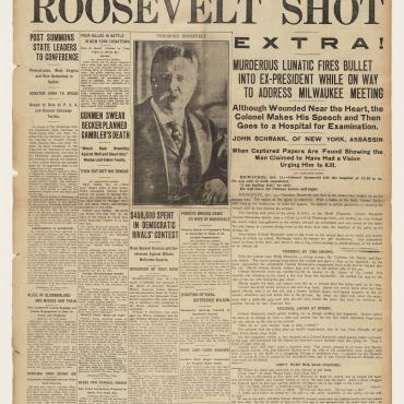 The Pittsburgh Post reports on the attempted assassination of Theodore Roosevelt and the trial of police lieutenant Charles Becker for the murder of Herman Rosenthal.