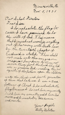Letter from Gobitas to School Officials, 1935