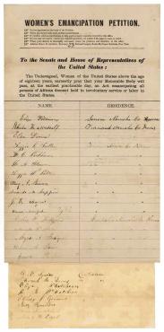 Petition to End Slavery Circulated by Women’s Loyal National League