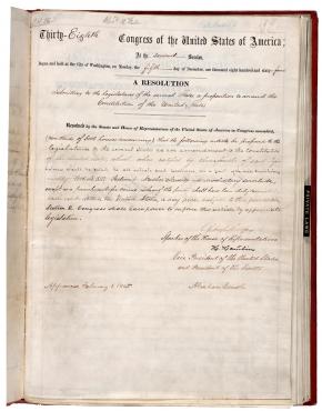 House Joint Resolution Proposing the 13th Amendment
