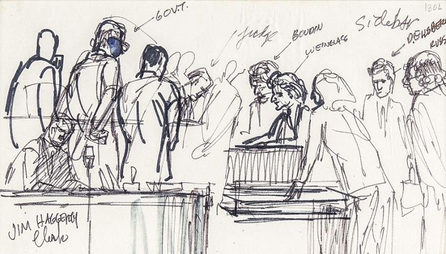 Courtroom Sketch Captures Trial for Pentagon Papers Leak