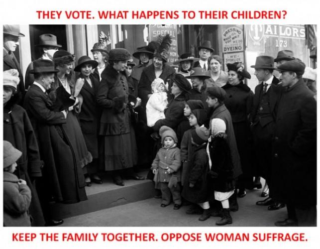 A student found an image in the women's suffrage timeline, then added text to make it an advocacy tool.